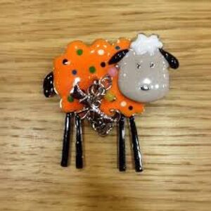 New! Whimsical spotted lamb collar with a cute sheepdog friend. 🐕!!